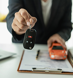 Car sales representative or sales manager with customer having approved financial loan with bank, approval of financial loan concept. Close-up pictures